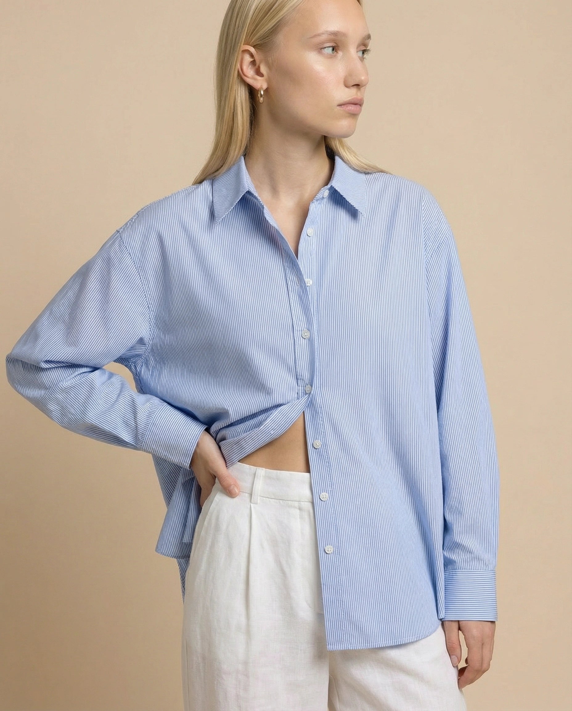 chemise rayee bleu femme coton ete