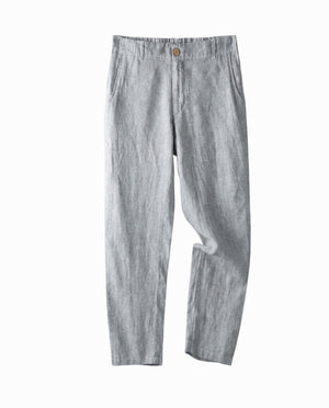 Pure linen straight pants - Grey