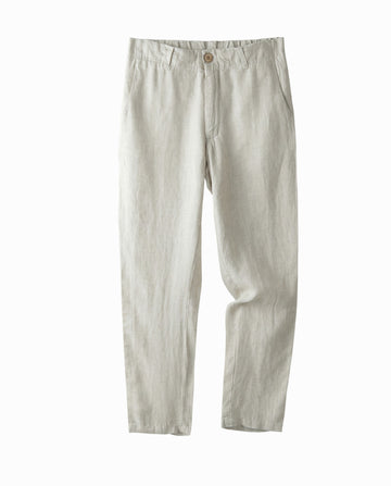 Straight Linen Trousers - Beige
