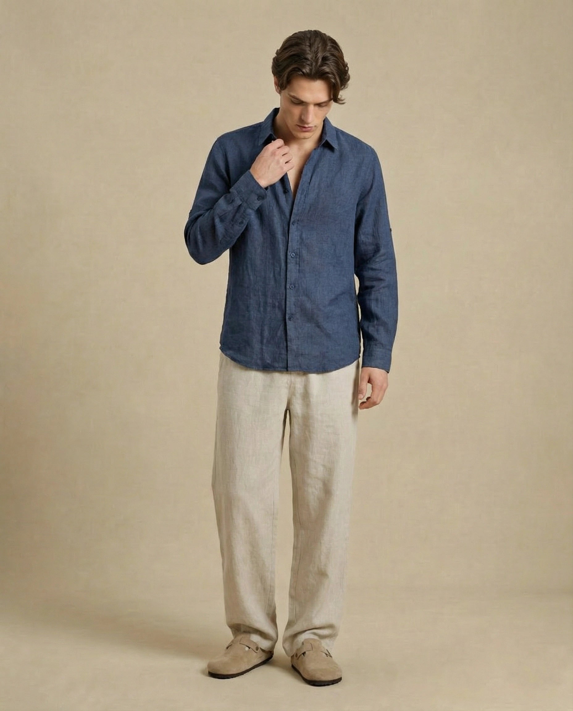 pantalon en lin beige homme ete