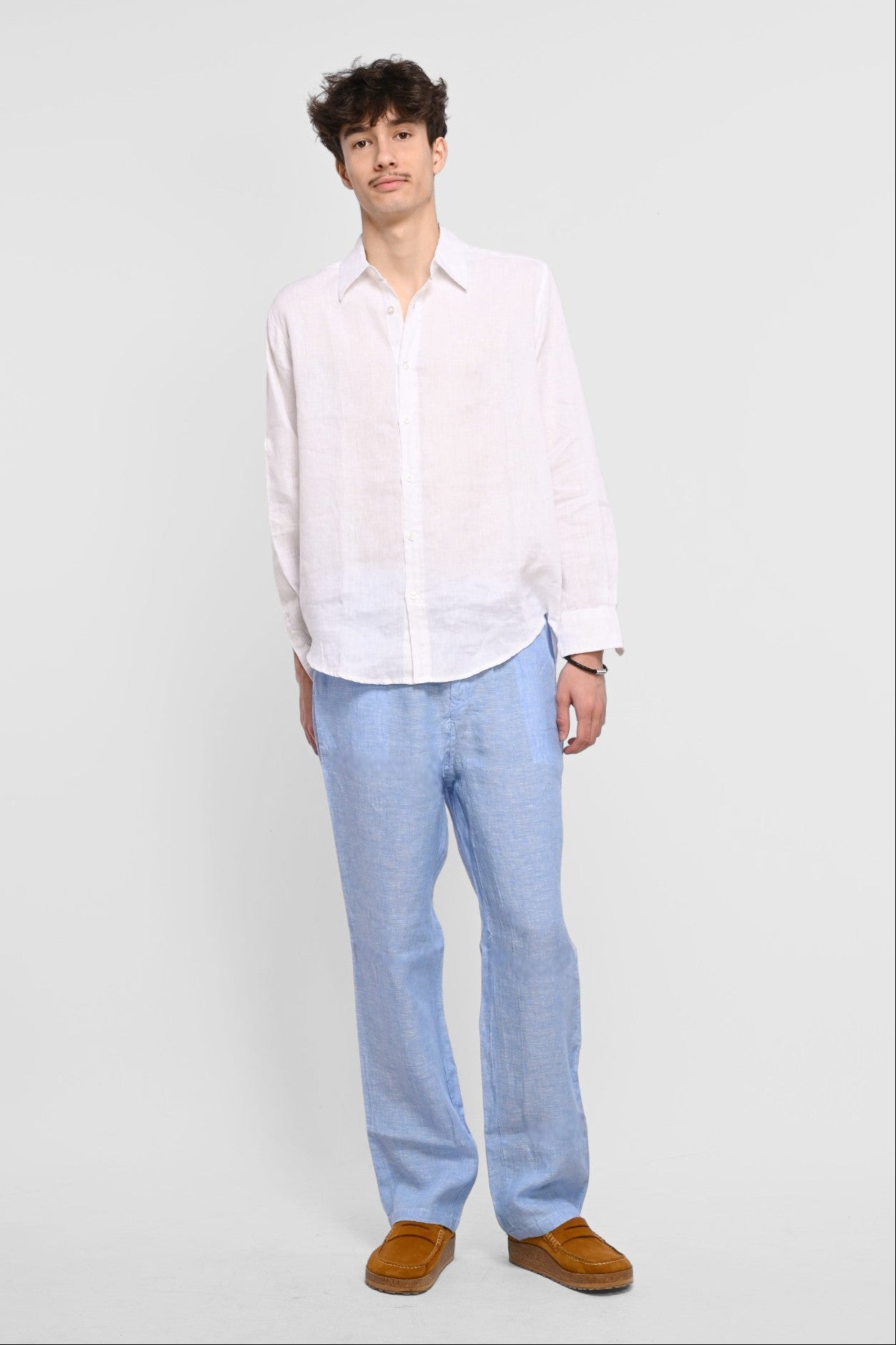 pantalon en lin bleu homme ete