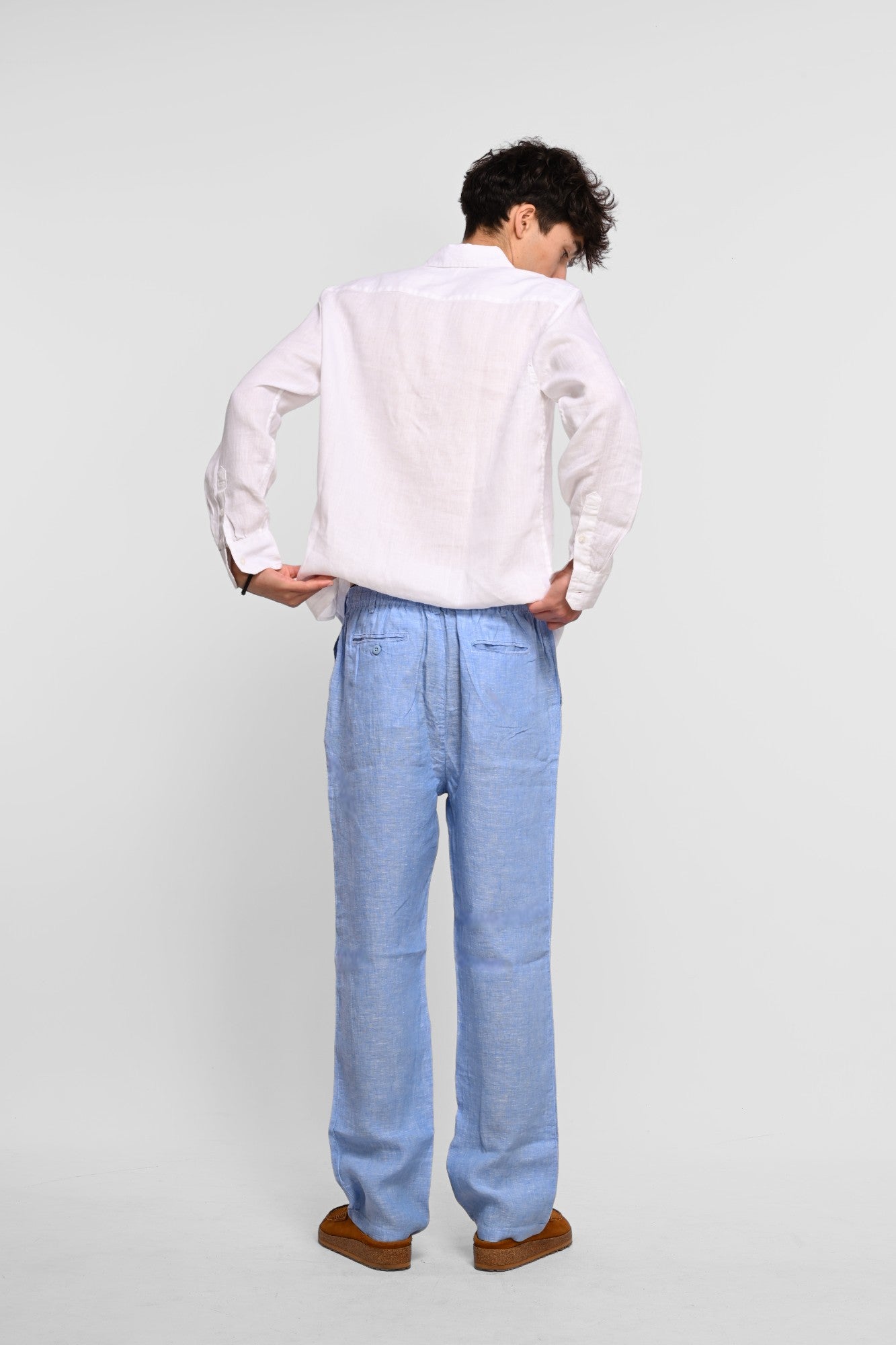 pantalon en lin bleu homme ete