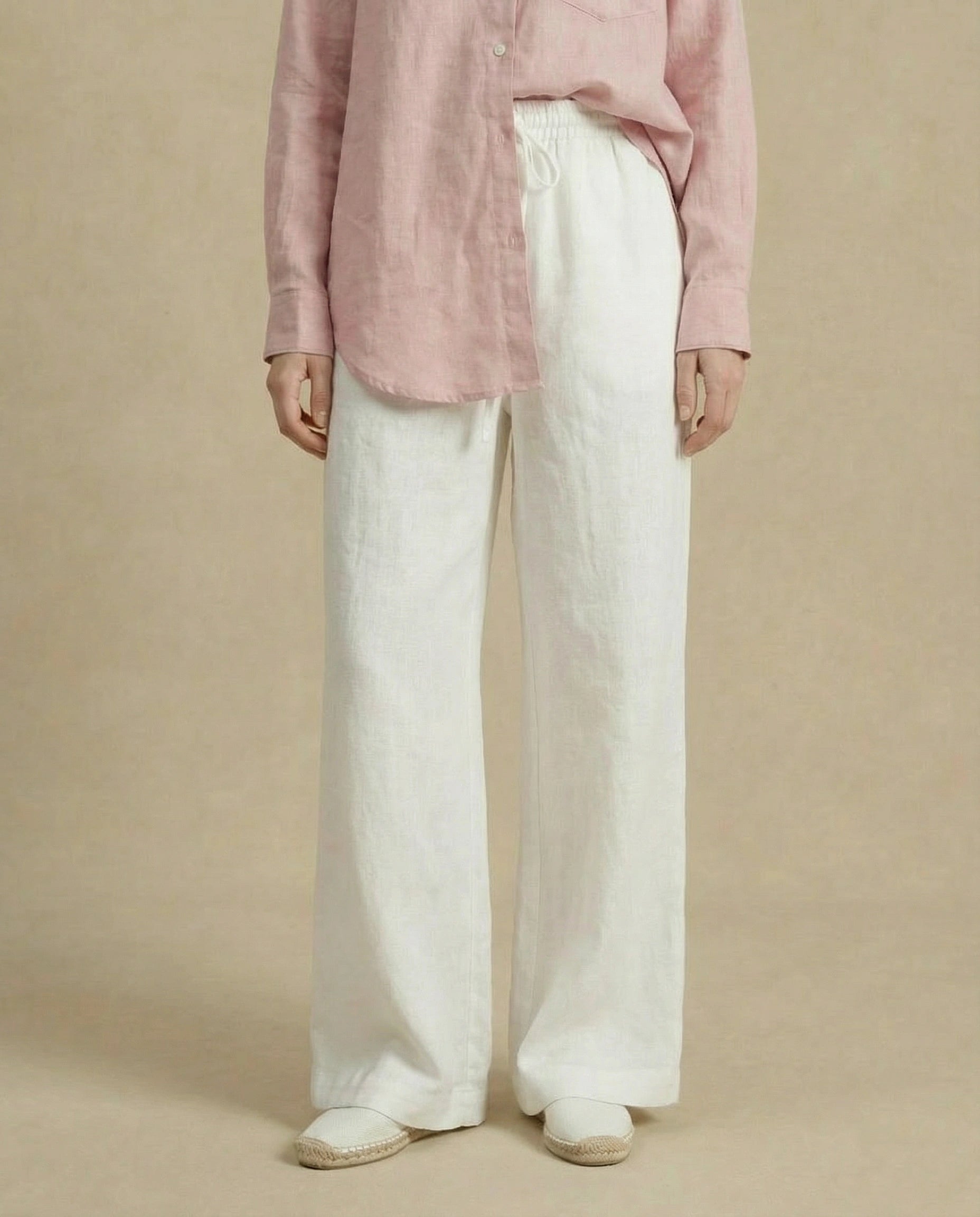 pantalon en lin femme blanc ete