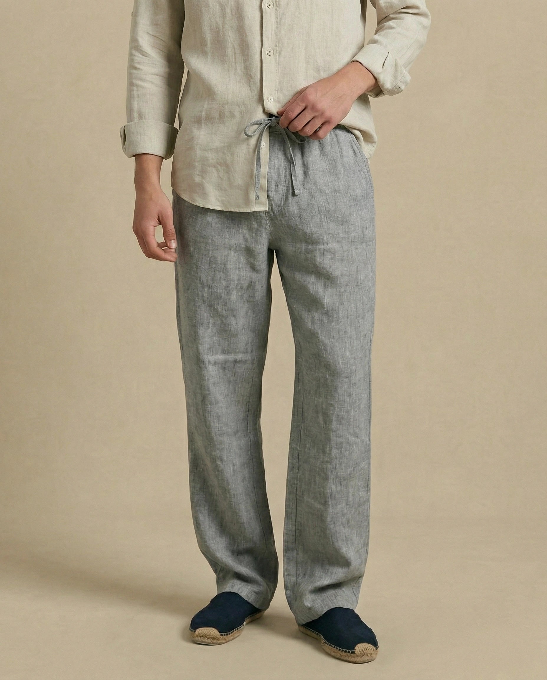 pantalon en lin gris homme