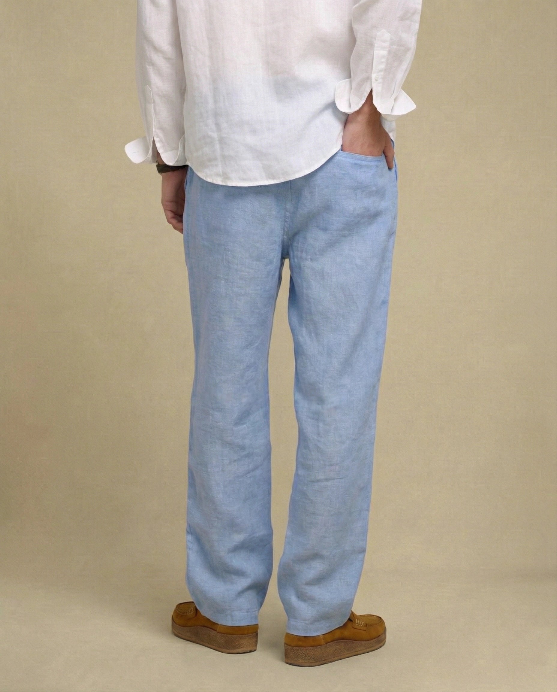 pantalon en lin homme bleu ciel 