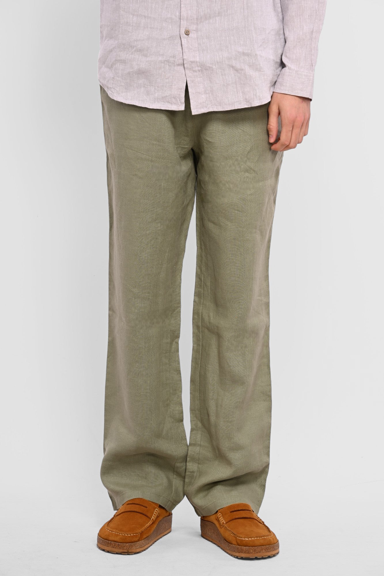 pantalon en lin homme kaki vert