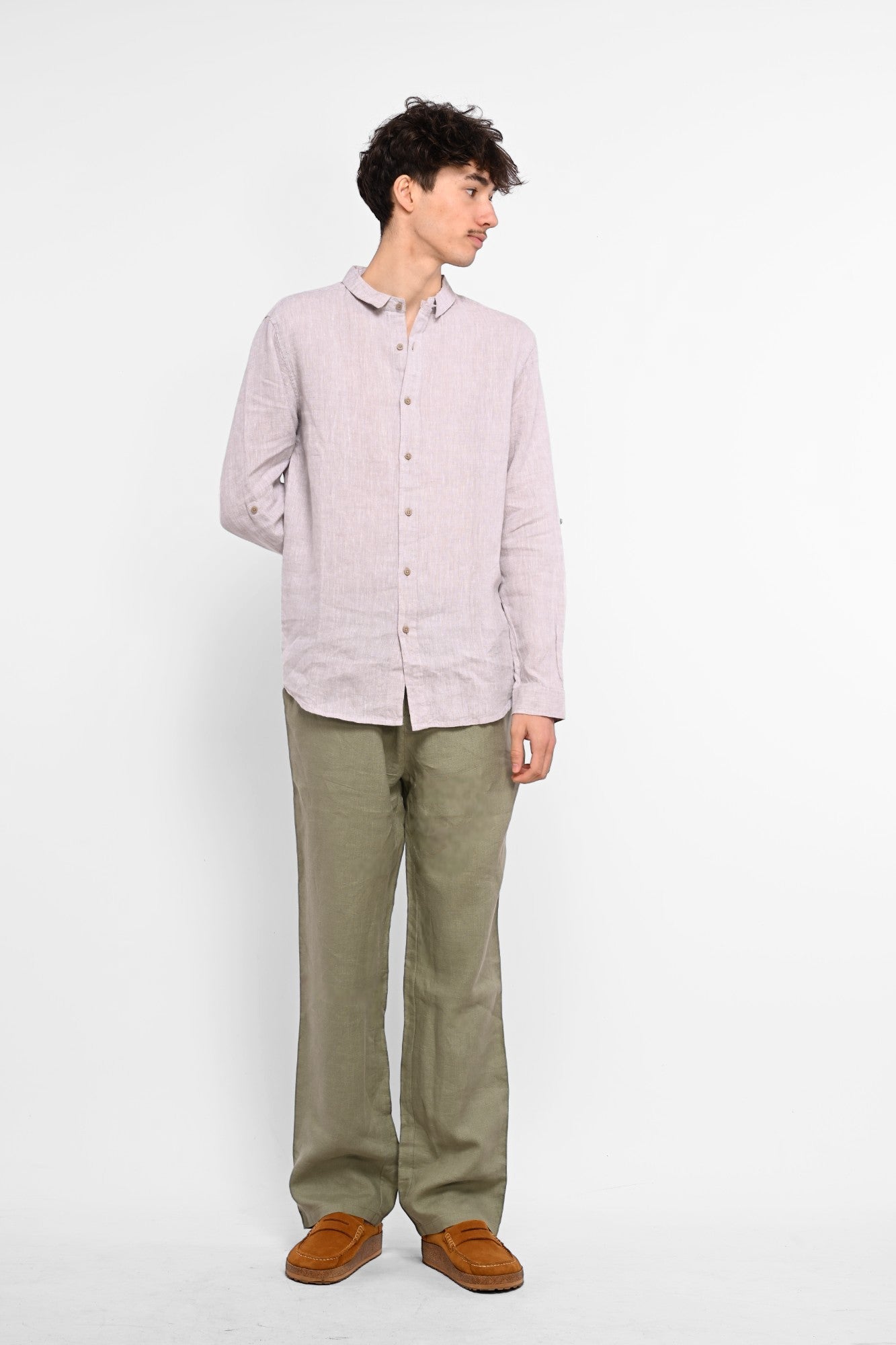 pantalon en lin homme kaki vert