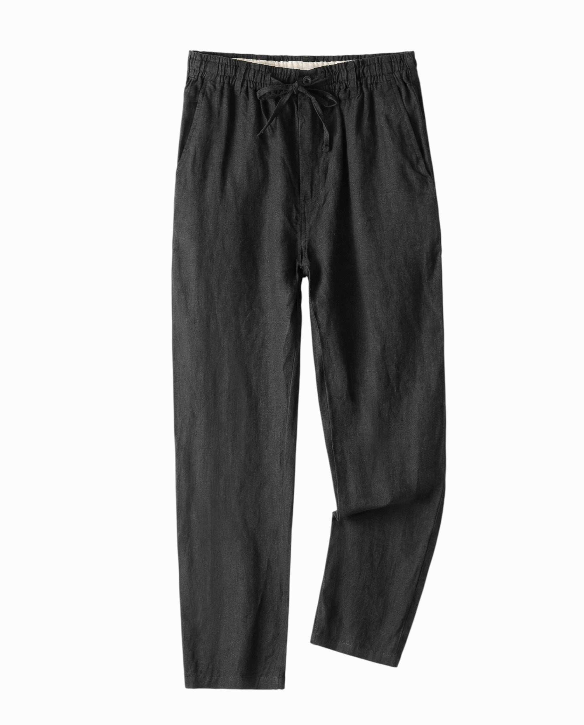 pantalon en lin noir homme décontracté ample