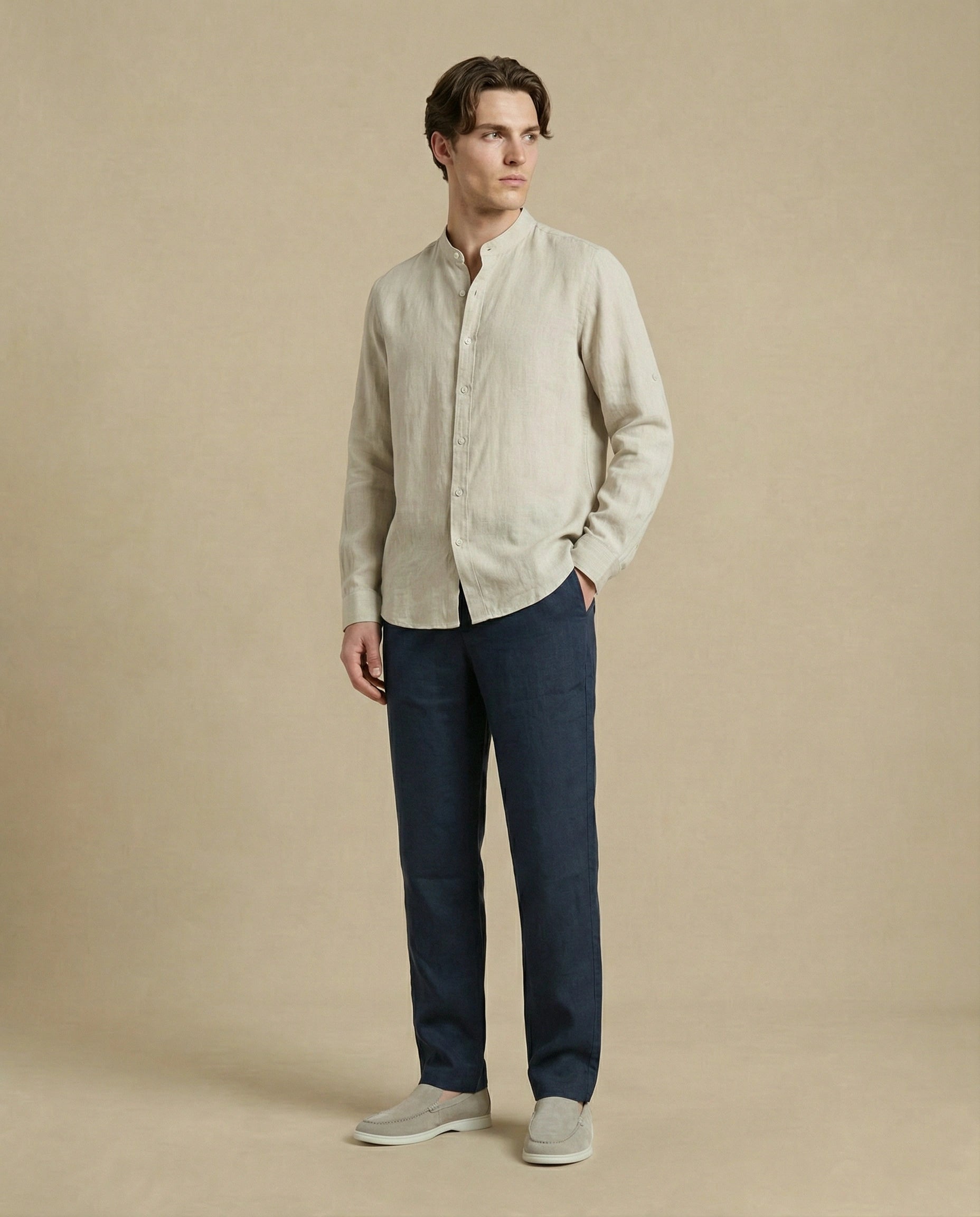 pantalon en lin pour homme bleu marine 