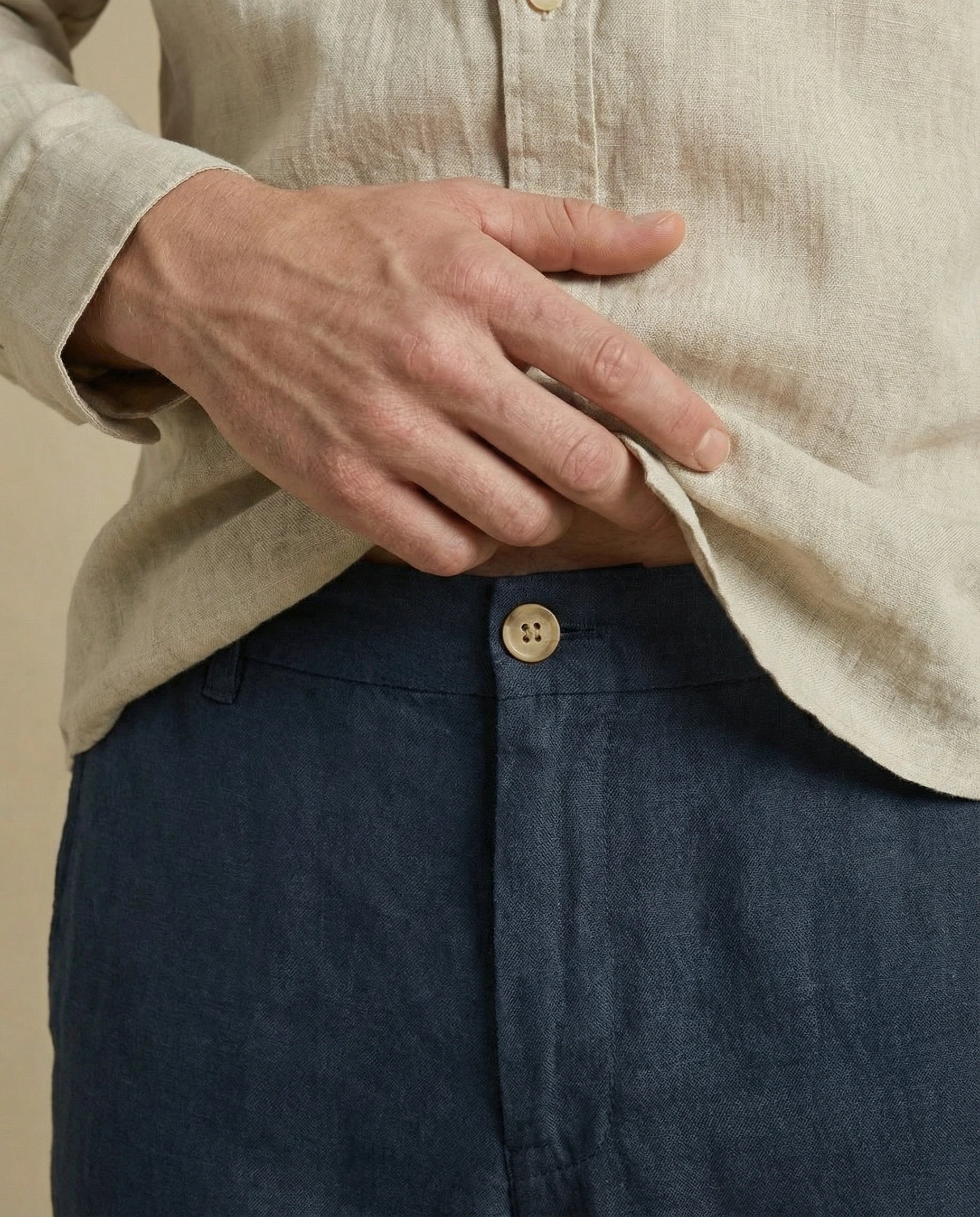 pantalon en lin pour homme bleu marine plage