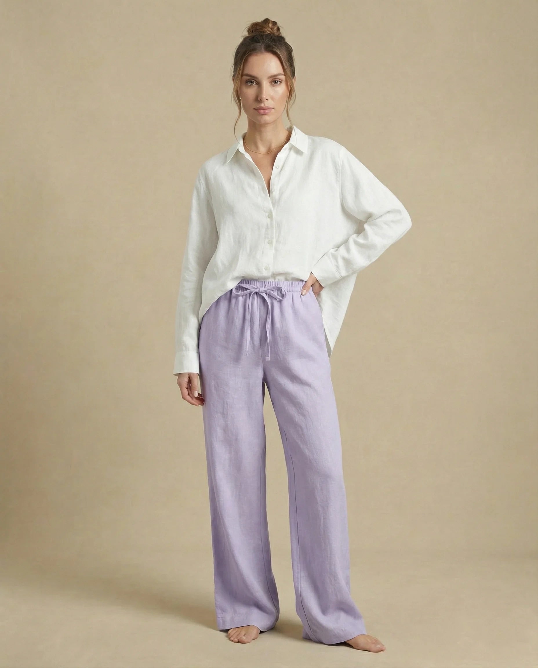 pantalon en lin violet femme lavande lin ete 